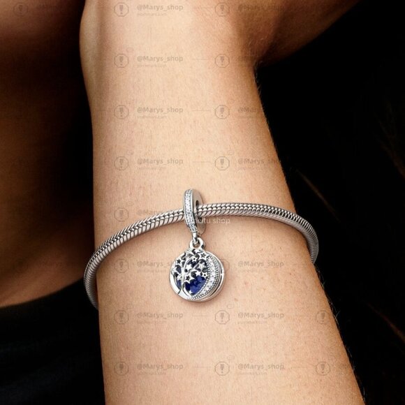 Pandora Double Dangle Tree & Galaxy Moon Charm - Picture 2 of 2